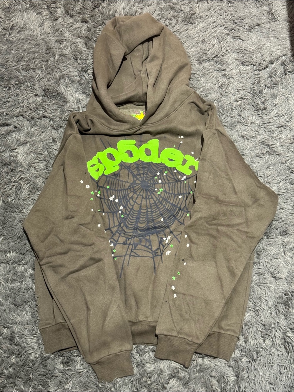 Spider OG Web Hoodie Green/Black Size M 'Sp5der' Graphic